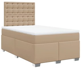 Κρεβάτι Boxspring με Στρώμα Καπουτσίνο 120x190εκ.από Συνθ.Δέρμα - Καφέ