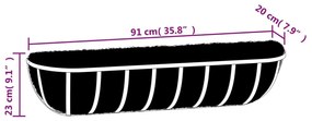 Ζαρντινιέρες Τοίχου 2 τεμ. Μαύρες 91 x 20 x 23 εκ. από Ατσάλι - Μαύρο