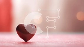 Intra Συλλεκτικό Ξύλινο Παζλ Plywood  4mm - Γυαλιστερή κόκκινη καρδιά σε απαλό ροζ φόντο Σε Ξύλινο Κουτί - Διαστάσεις Puzzle: 10x10 cm – 25 κομμάτια