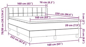 Box Spring κρεβάτι με στρώμα σκούρο πράσινο 160x220cm Βελούδινο - Πράσινο