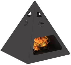 vidaXL Μπάρμπεκιου Πυραμίδα Μαύρη 50x50x51 εκ Ατσάλι