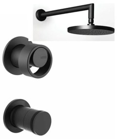 Armando Vicario Halo Black Matt Ανακλινόμενη Κεφαλή Ø30εκ+Μπράτσο Τοίχου+Μίκτης εντοιχισμού+εκτροπέας περιστροφικός 2 εξ