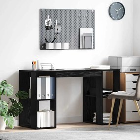 vidaXL Γραφείο με Αποθήκευση με ράφι Μαύρη Οξυά 130 x 50.5 x 75 εκ
