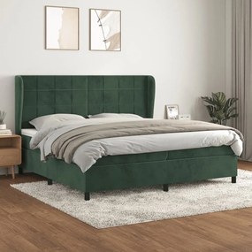 ΚΡΕΒΑΤΙ BOXSPRING ΜΕ ΣΤΡΩΜΑ ΣΚΟΥΡΟ ΠΡΑΣΙΝΟ 200X200ΕΚ. ΒΕΛΟΥΔΙΝΟ 3129234