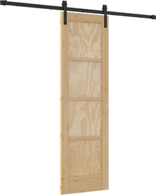 vidaXL Συρόμενη Πόρτα Φυσικό και Μαύρο 61 x 198,5 εκ.