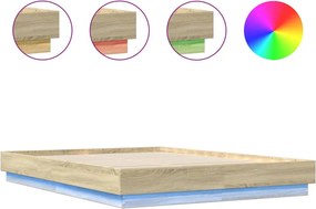 vidaXL Πλαίσιο Κρεβατιού με LED Sonoma Δρυς 160x200 εκ.