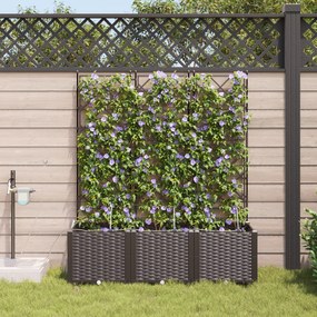 vidaXL Γλάστρες Κήπου 1 τεμ Καφασωτό Καφέ 120 x 40 x 142 cm Πλαστικό