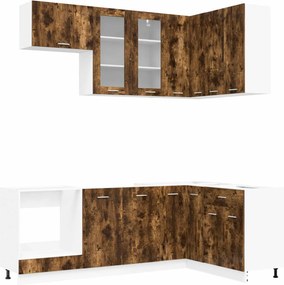 vidaXL Μονάδα κουζίνας LYON 8 pcs Καπνισμένο Ξύλο Δρυός