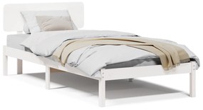 vidaXL Κρεβάτι με Επικεφαλής Λευκό 90x190 εκ από Μασίφ ξύλο πεύκου
