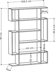 Βιβλιοθήκη Mito Megapap χρώμα sapphire oak - ανθρακί 108x25x161εκ.