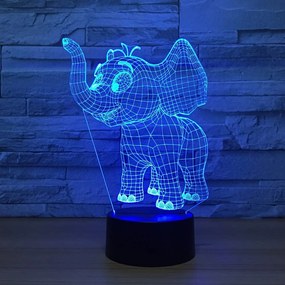 Intra απο ξύλο plywood 3mm-4mm πάχος - Baby Elephant 3D Φωτιστικό Νύχτας Επιτραπέζιο Φωτιστικό 3D Optical Illusion Δίασταση 30x30 cm Intraeaxys-6o3y9mr7