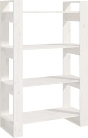 vidaXL Βιβλιοθήκη/Διαχωριστικό Χώρου Λευκό 80x35x125 εκ. Μασίφ Πεύκο