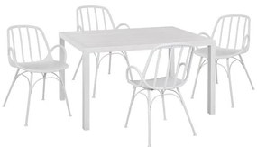 Set 5 pieces with Table 140x80x75.5 &amp; Armchairs Polypropylene in White color