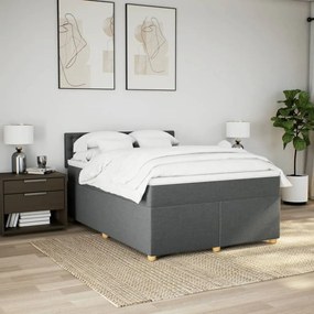 Κρεβάτι Boxspring με Στρώμα Σκούρο Γκρι 140x200 εκ Υφασμάτινο - Γκρι