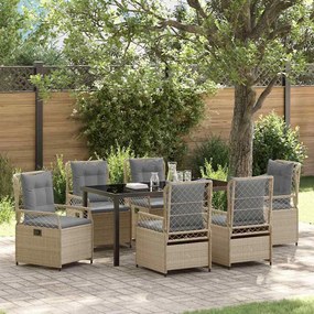 vidaXL Σέτ φαγητού για κήπο 7 pcs Μπεζ συνθετικό ρατάν
