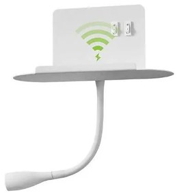 Απλίκα Φωτιστικό Τοίχου Με USB Και Wireless Charger LED 8W ΦOS_ME-17-00670-1-Λευκό 17-00670-1