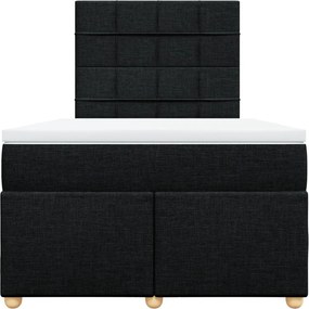 vidaXL Κρεβάτι Boxspring με Στρώμα Μαύρο 120x190 εκ. Υφασμάτινο