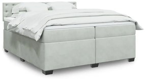 Κρεβάτι Boxspring με Στρώμα Ανοιχτό Γκρι 200x200 εκ. Βελούδινο