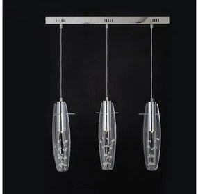 Κρεμαστό Φωτιστικό Οροφής 3xLED 3W Ασημί 100x65cm Κρύσταλλο Vani VANI659LEDP Aca-VANI659LEDP-Ασημί VANI659LEDP