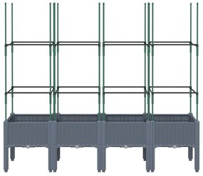 Ζαρντινιέρα Κήπου με Καφασωτό Γκρι 160x40x142,5 εκ. από PP - Γκρι