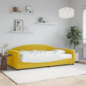 vidaXL Καναπές Κρεβάτι με Στρώμα Κίτρινο 100 x 200 εκ. Βελούδινος