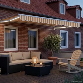 vidaXL Χειροκίνητη αναδιπλούμενη τέντα με LED 3,5 x 2 m