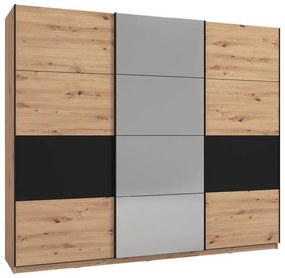 Wardrobe Sardinia with Mirror 270 OG Artisan Oak - Black 262.5*65.5*224 cm