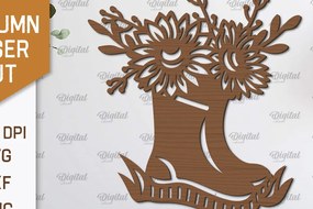 Intra απο ξύλο plywood 3mm-4mm πάχος Φθινοπωρινή διακόσμηση τοίχου με λέιζερ. Φθινοπωρινό Δίασταση 30x20 cm INTRAFABR-101606714