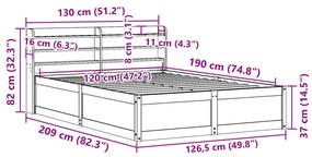 ΠΛΑΙΣΙΟ ΚΡΕΒΑΤΙΟΥ ΚΕΦΑΛΑΡΙ ΚΑΦΕ ΚΕΡΙΟΥ 120X190 ΕΚ. ΜΑΣΙΦ ΠΕΥΚΟ 3307103