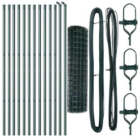 vidaXL Τεντώτο με στήριγμα Πράσινο 1 x 25 m Χάλυβας και PVC