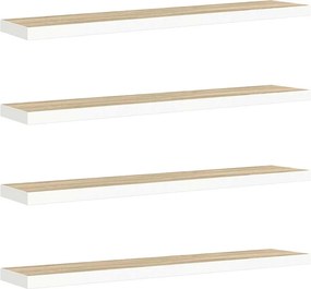 vidaXL Ράφια Τοίχου 4 τεμ. Δρυς/Λευκό 120x23,5x3,8 εκ. MDF