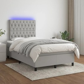 ΚΡΕΒΑΤΙ BOXSPRING ΜΕ ΣΤΡΩΜΑ &amp; LED ΑΝ.ΓΚΡΙ 120X200 ΕΚ ΥΦΑΣΜΑΤΙΝΟ 3135101