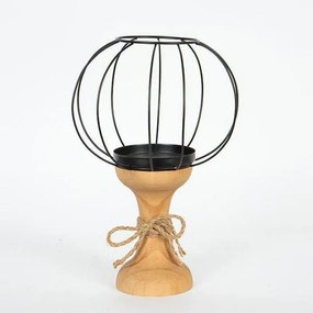 Κηροπήγιο Ρεσώ Ξύλινο 752-23023 20.5x20.5x32cm Natural-Black Estheti Home Ξύλο
