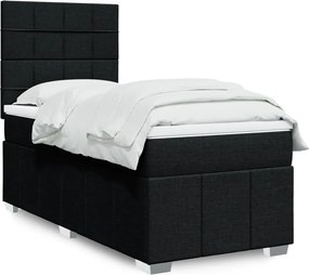 vidaXL Κρεβάτι Boxspring με Στρώμα Μαύρο 100 x 200 εκ. Υφασμάτινο