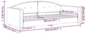 Καναπές Κρεβάτι Σκούρο Γκρι 90 x 200 εκ. Βελούδινος - Γκρι