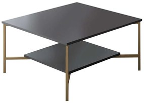 Τραπέζι Σαλονιού Line 618BLY1151 80x80x40cm Anthracite-Gold