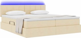 vidaXL LED Κρεβάτι αποθήκευσης με στρώμα Κρέμ 180 x 200 cm Ύφασμα