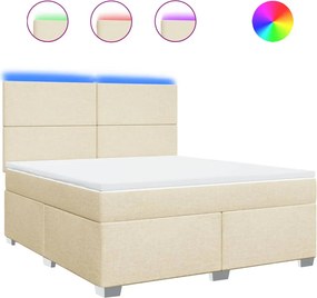 vidaXL Κρεβάτι Boxspring με Στρώμα Κρεμ 180x200 εκ. Υφασμάτινο