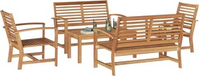 vidaXL Σετ Καναπέ Κήπου 5 pcs Φυσικό Στερεό Ξύλο Τίκ