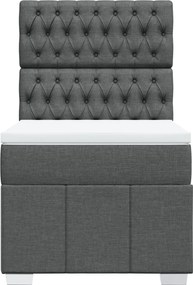 vidaXL Κρεβάτι Boxspring με Στρώμα Σκούρο Γκρι 90x190 εκ. Υφασμάτινο