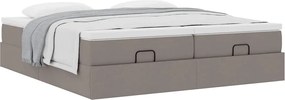 vidaXL Οθωμανικό κρεβάτι με στρώματα Taupe 200x200cm ύφασμα
