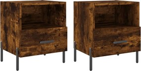 vidaXL Κομοδίνα 2 τεμ. Καπνιστή Δρυς 40 x 35 x 47,5 εκ. Επεξεργ. Ξύλο