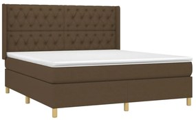 vidaXL Κρεβάτι Boxspring με Στρώμα & LED Σκ.Καφέ 160x200εκ. Υφασμάτινο