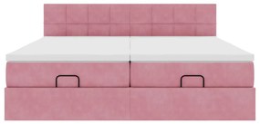 vidaXL Οθωμανικό κρεβάτι με στρώματα ροζ 200x200cm Velvet