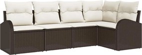 vidaXL Σετ Καναπέ με μαξιλάρι 5 pcs Καφέ Πολυεστέρας