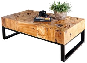 Τραπέζι Σαλονιού HM9355 120x70x48cm Τeak Natural-Black Wood