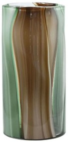 Βάζο Φυσητό Γραμμές 15-00-23901 Φ20x39,5cm Green-Brown Marhome Glass
