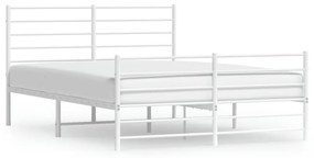 vidaXL Πλαίσιο Κρεβατιού με Κεφαλάρι&Ποδαρικό Λευκό 140x190εκ. Μέταλλο