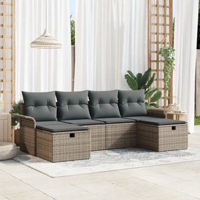 vidaXL Σετ σα lounge κήπου 6 κομματιών με μαξιλάρια Γκρι Πολυεστέρα