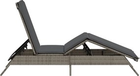 vidaXL Ξαπλώστρα με Μαξιλάρι Γκρι από Συνθετικό Ρατάν